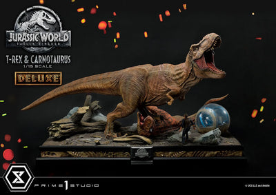 T-Rex & Carnotaurus (Deluxe Version) - LIMITED EDITION: 150 (Deluxe Version) – Prime 1 Studio – ActionFigure Brasil — ambientada
