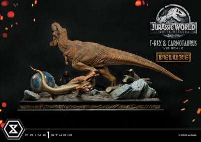 T-Rex & Carnotaurus (Deluxe Version) - LIMITED EDITION: 150 (Deluxe Version) – Prime 1 Studio – ActionFigure Brasil — iluminação de estúdio