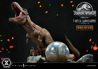 T-Rex & Carnotaurus (Deluxe Version) - LIMITED EDITION: 150 (Deluxe Version) – Prime 1 Studio – ActionFigure Brasil — close
