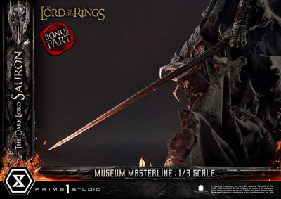 The Dark Lord Sauron (Bonus Version) - LIMITED EDITION: TBD (Bonus Version) – Prime 1 Studio – ActionFigure Brasil — com base expositora