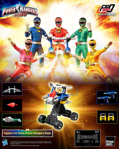 Turbo Power Rangers Pack – Threezero – ActionFigure Brasil — com base expositora