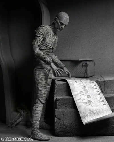 Universal Monsters / The Mummy: Imhotep 7 Inch Action Figure Black & White verㅤ – NECA – ActionFigureBrasil — ângulo diferente
