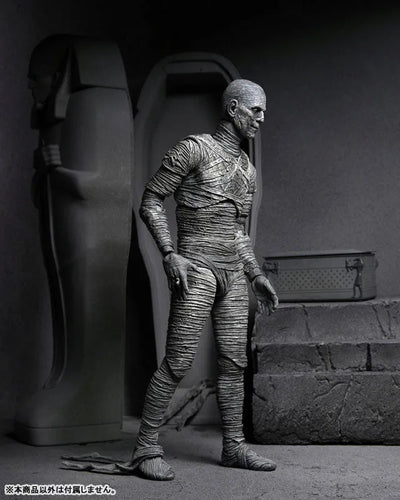 Universal Monsters / The Mummy: Imhotep 7 Inch Action Figure Black & White verㅤ – NECA – ActionFigureBrasil — detalhe do produto
