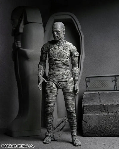 Universal Monsters / The Mummy: Imhotep 7 Inch Action Figure Black & White verㅤ – NECA – ActionFigureBrasil — acessórios