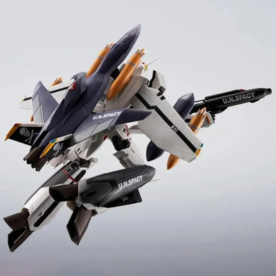 VF-0S Phoenix (Roy Focker Use) + QF-2200D-B Ghost – Tamashii Nations – ActionFigure Brasil — com base expositora