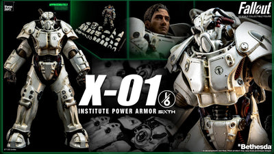 X-01 Institute Power Armor – Threezero – ActionFigure Brasil — com base expositora