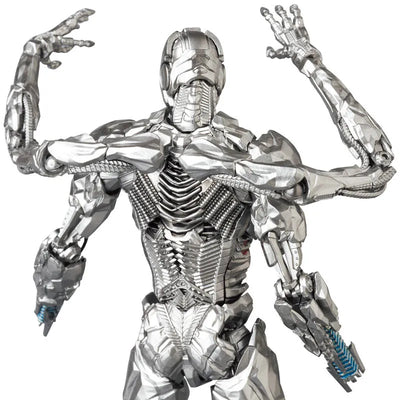 Zack Snyder's Justice League - Cyborg - Mafex No.180 - Zack Snyder’s Justice League Ver. (Medicom Toy)ㅤ – Medicom Toy – ActionFigureBrasil — com base expositora